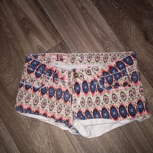 1st kiss colorful boho denim shorts size 9